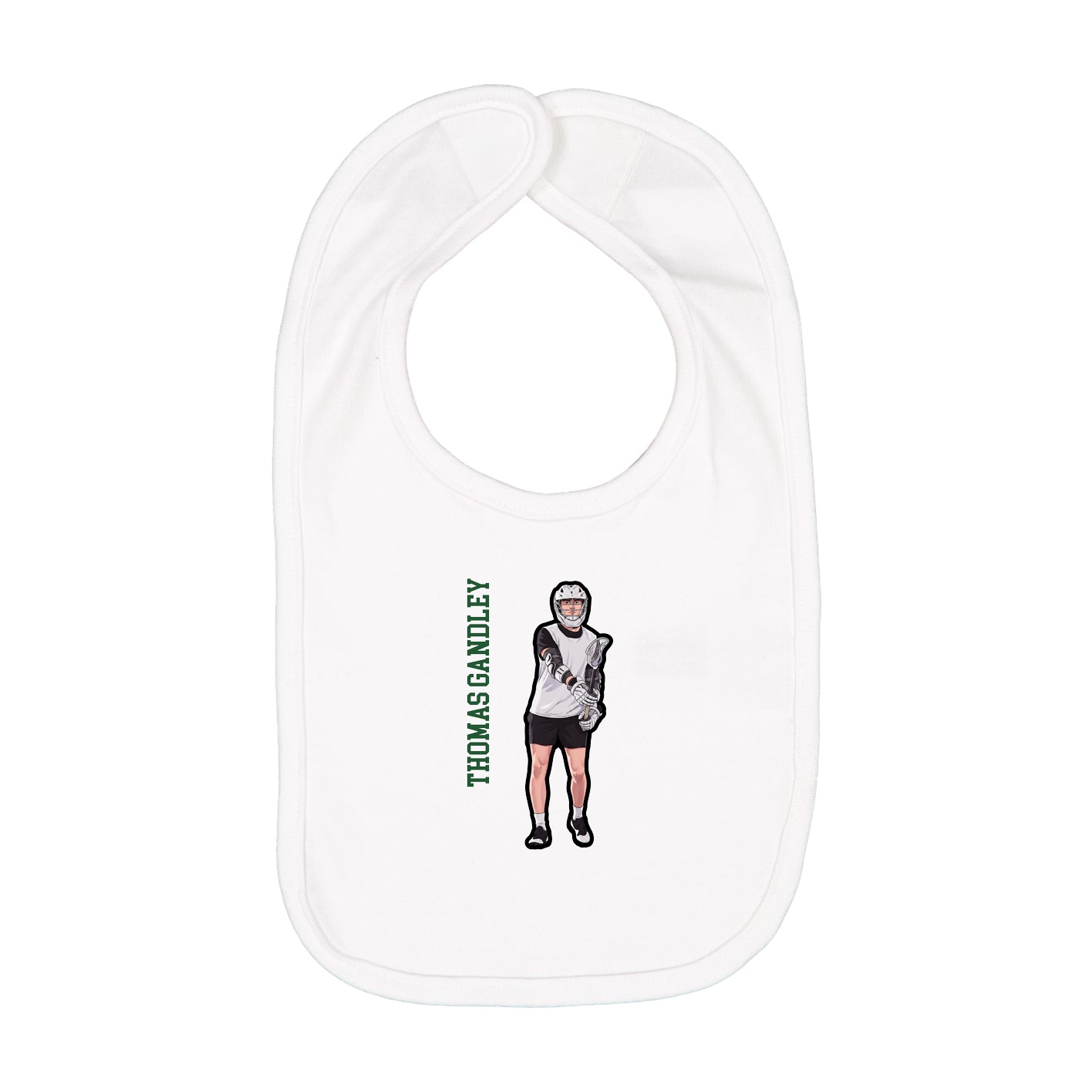 Infant Bib — Name Vertical in White