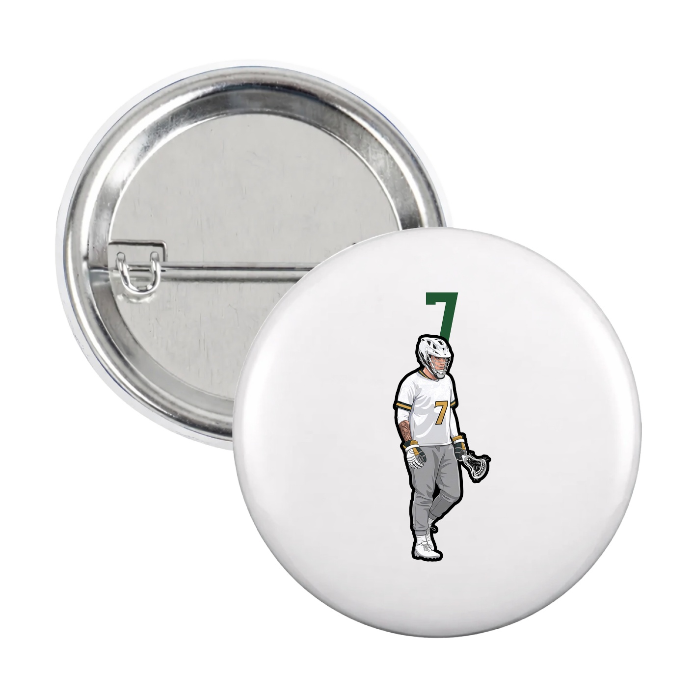 Game Day Button — Number Top in White