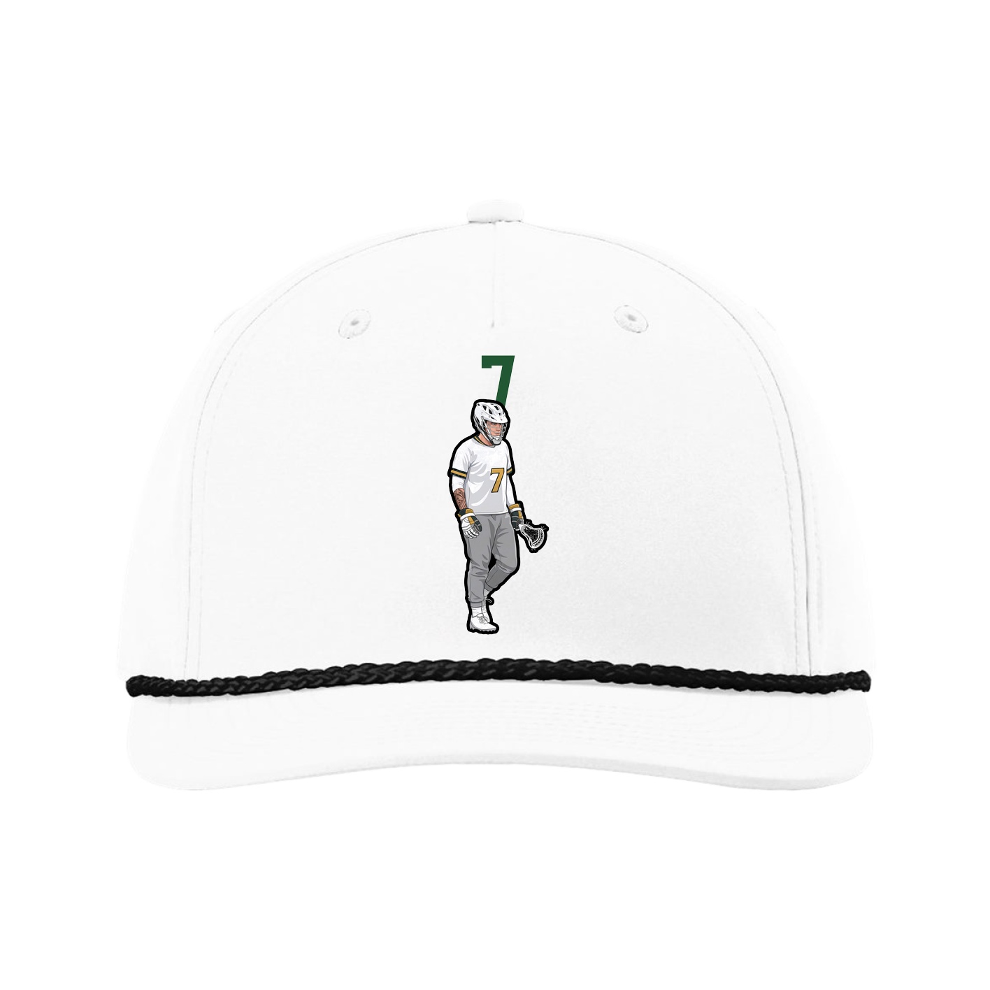 Five-Panel Classic Rope Cap — Number Top in White