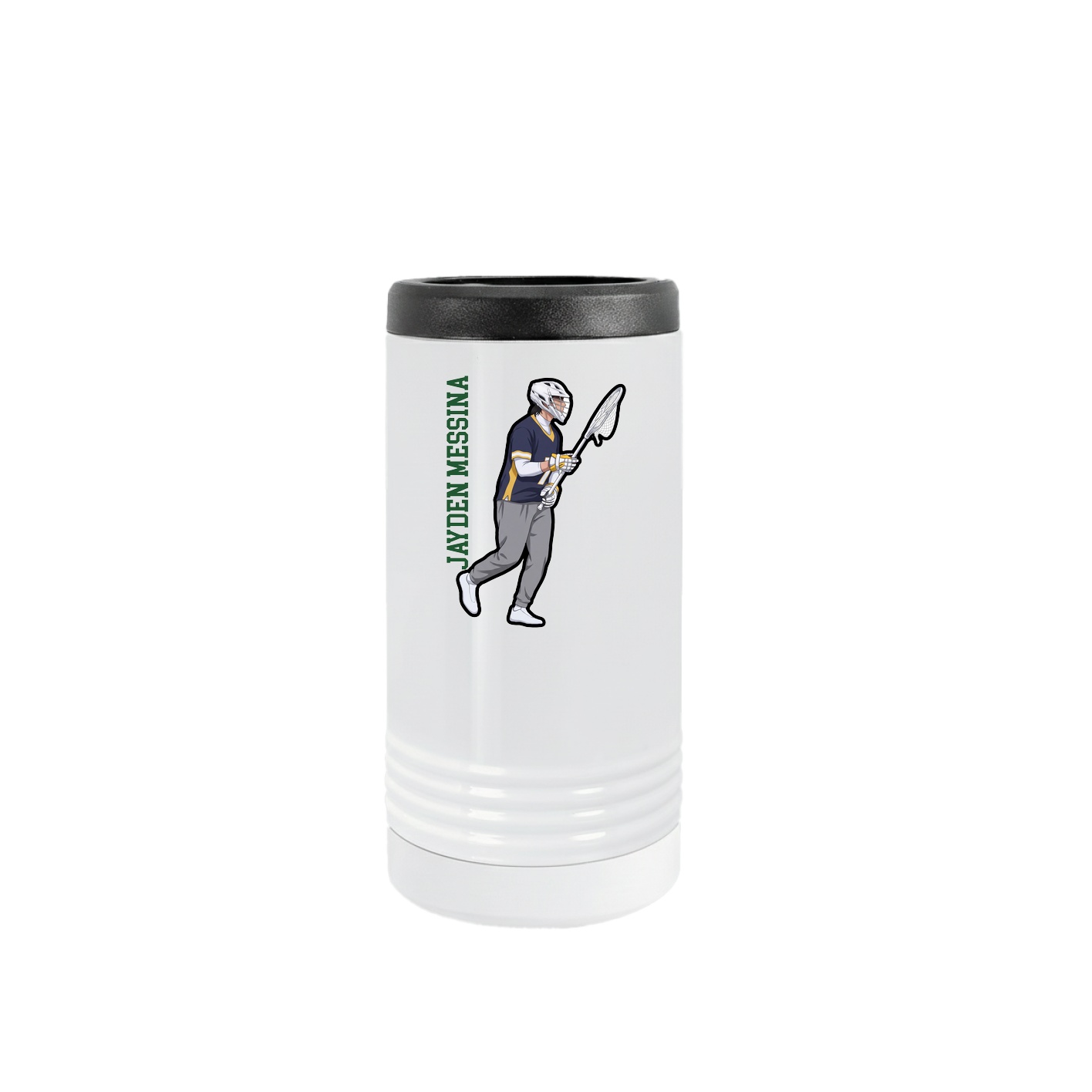 Slim Beverage Holder — Name Vertical in White