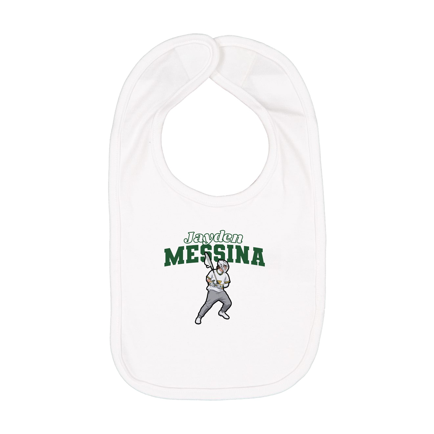 Infant Bib — Name Arch in White