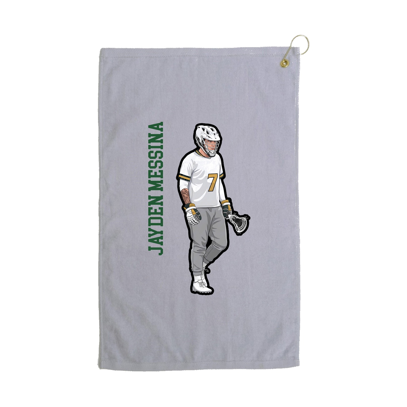 Golf Towel — Name Vertical in Grey