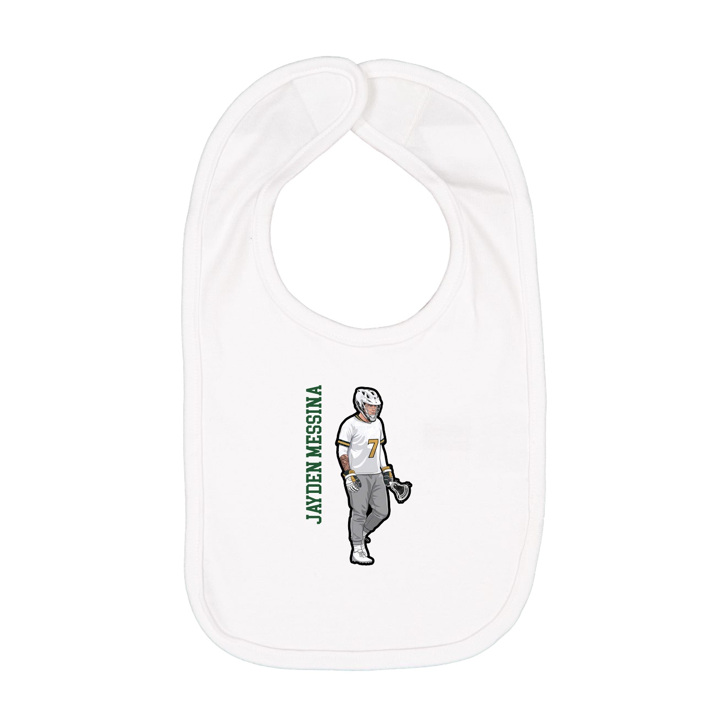 Infant Bib — Name Vertical in White