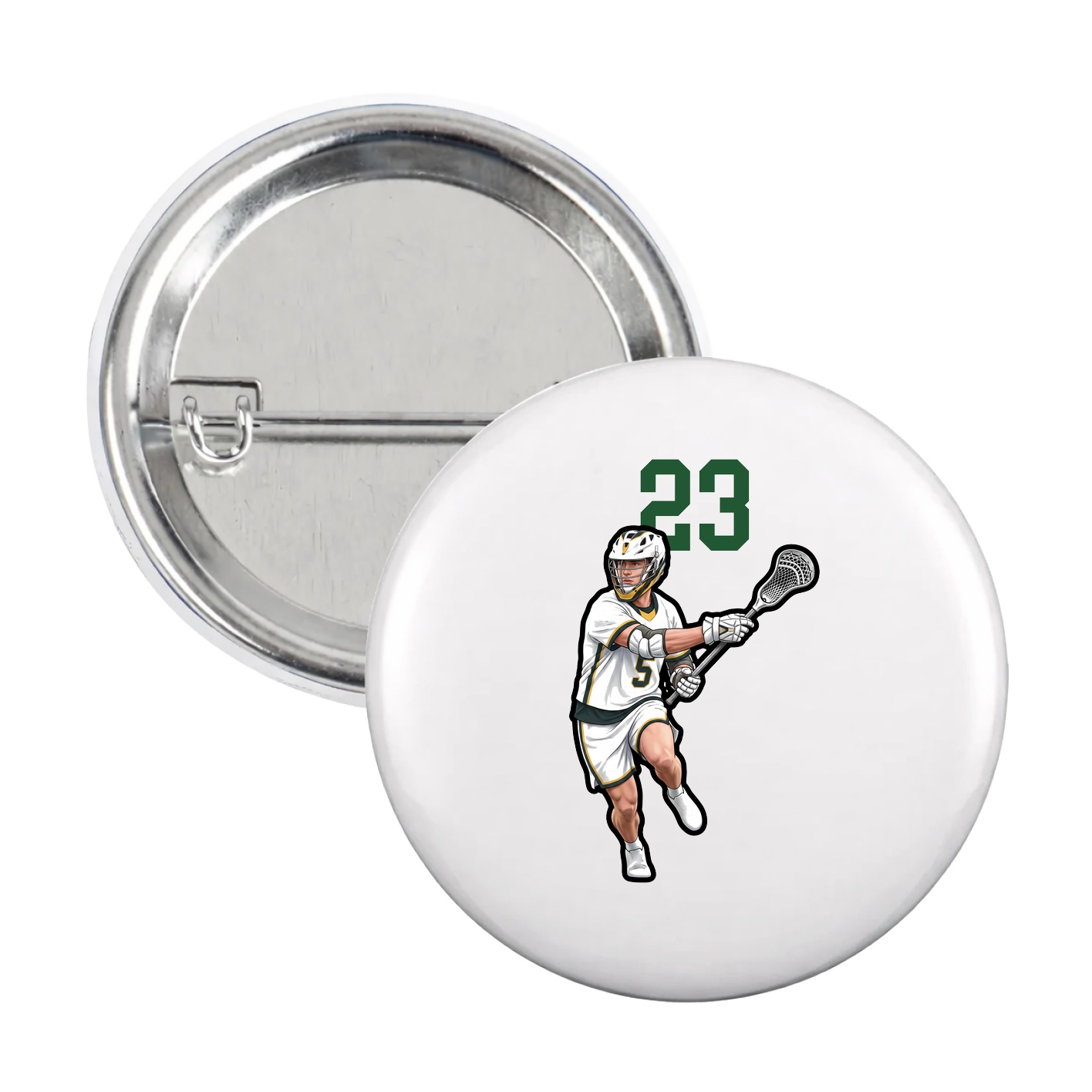 Game Day Button — Number Top in White