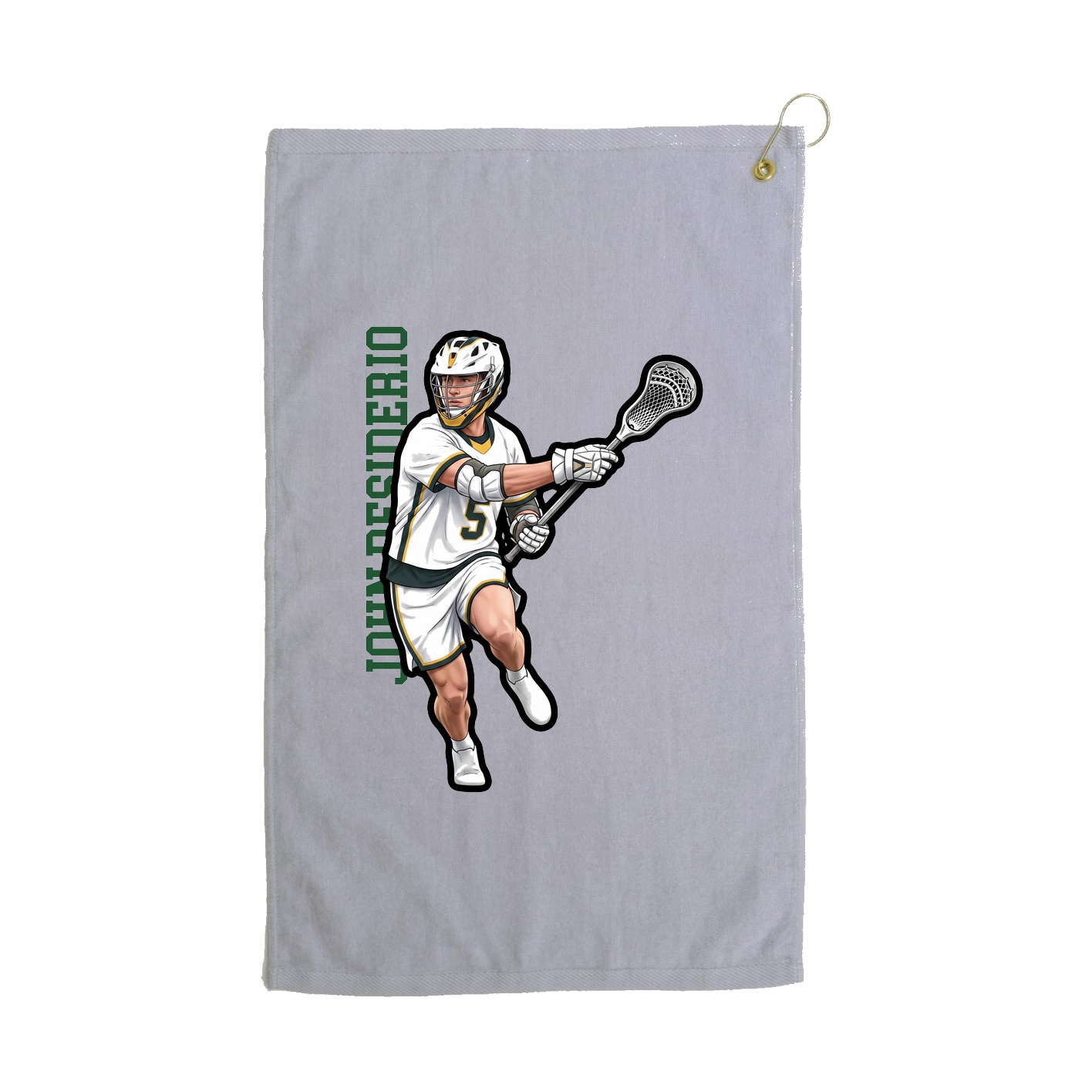 Golf Towel — Name Vertical in Grey