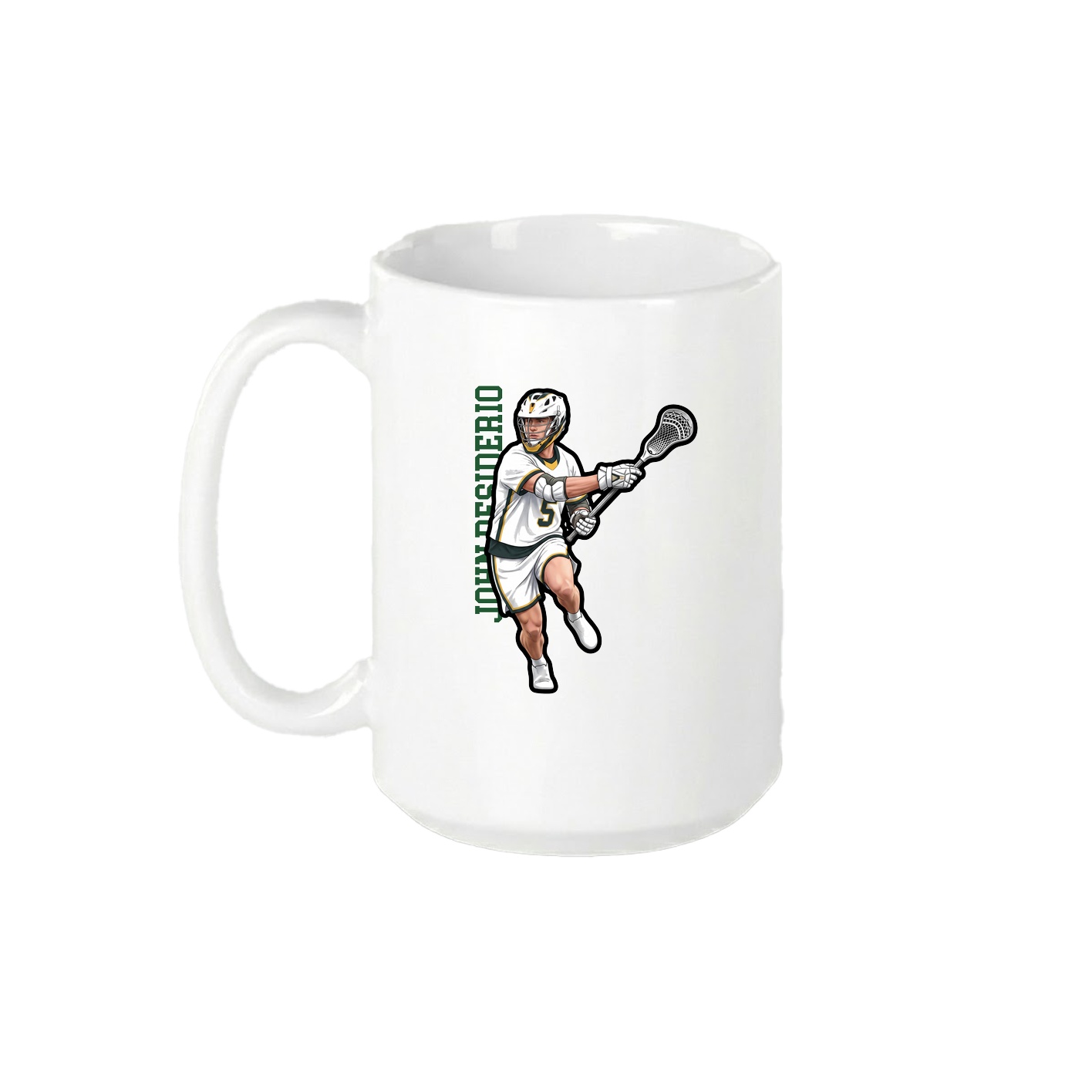 15oz Coffee Mug — Name Vertical in White