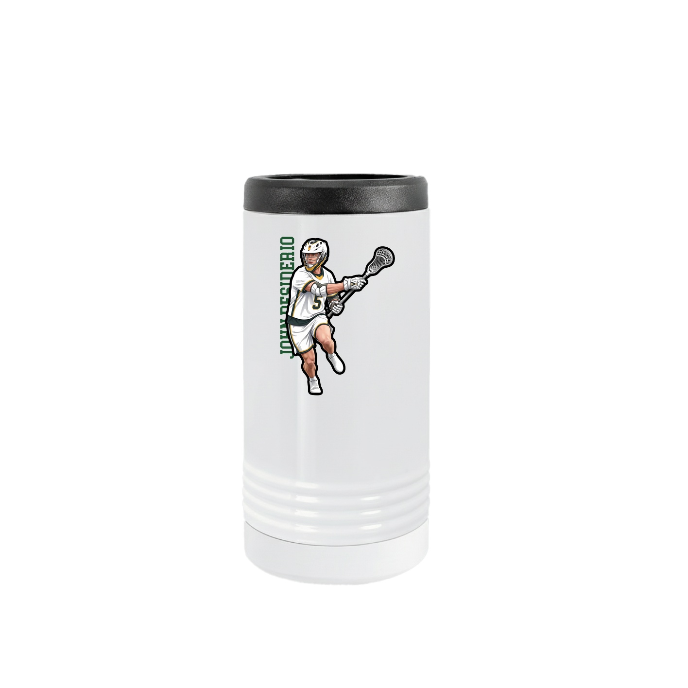 Slim Beverage Holder — Name Vertical in White