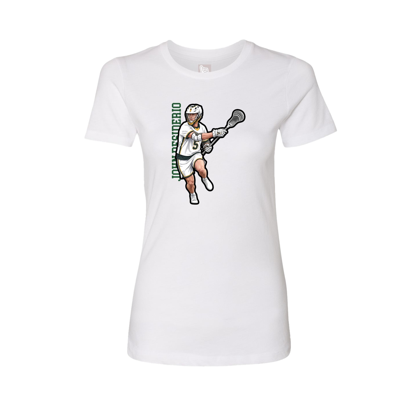 Fitted Women's Tee — Name Vertical in White