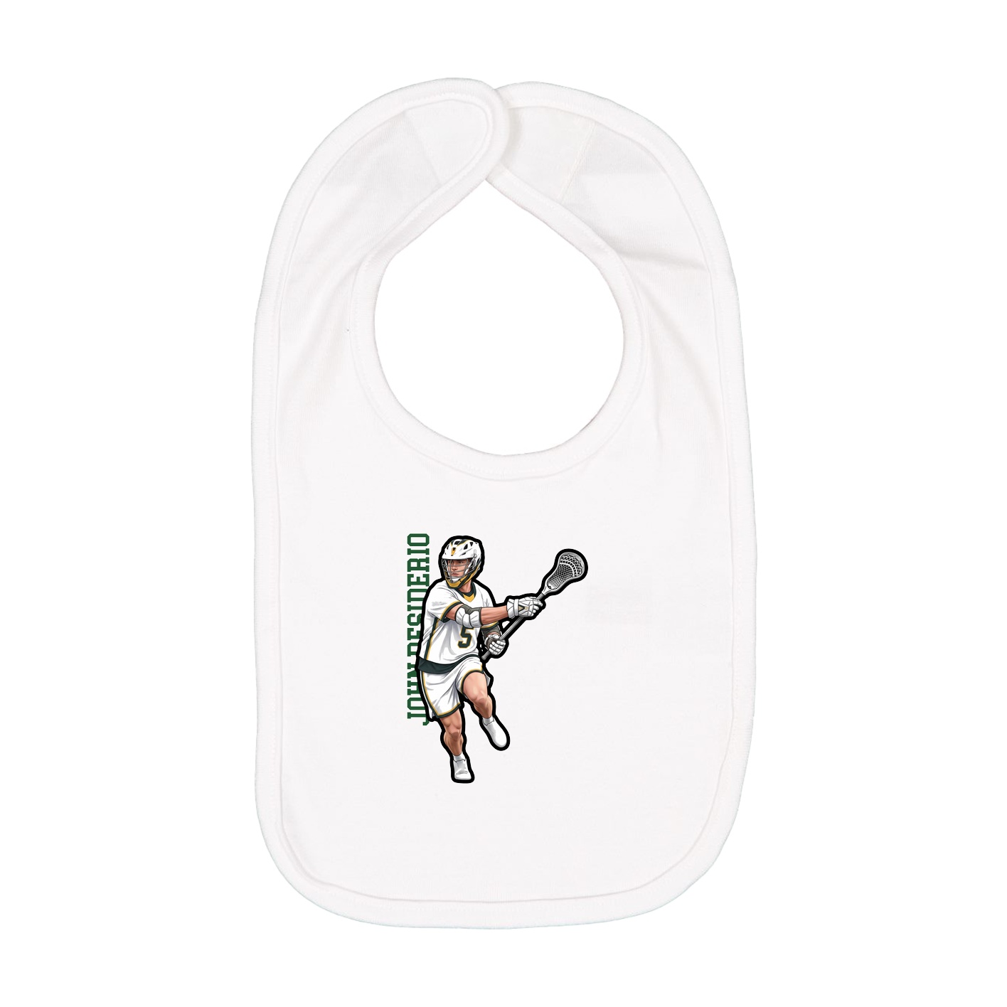 Infant Bib — Name Vertical in White
