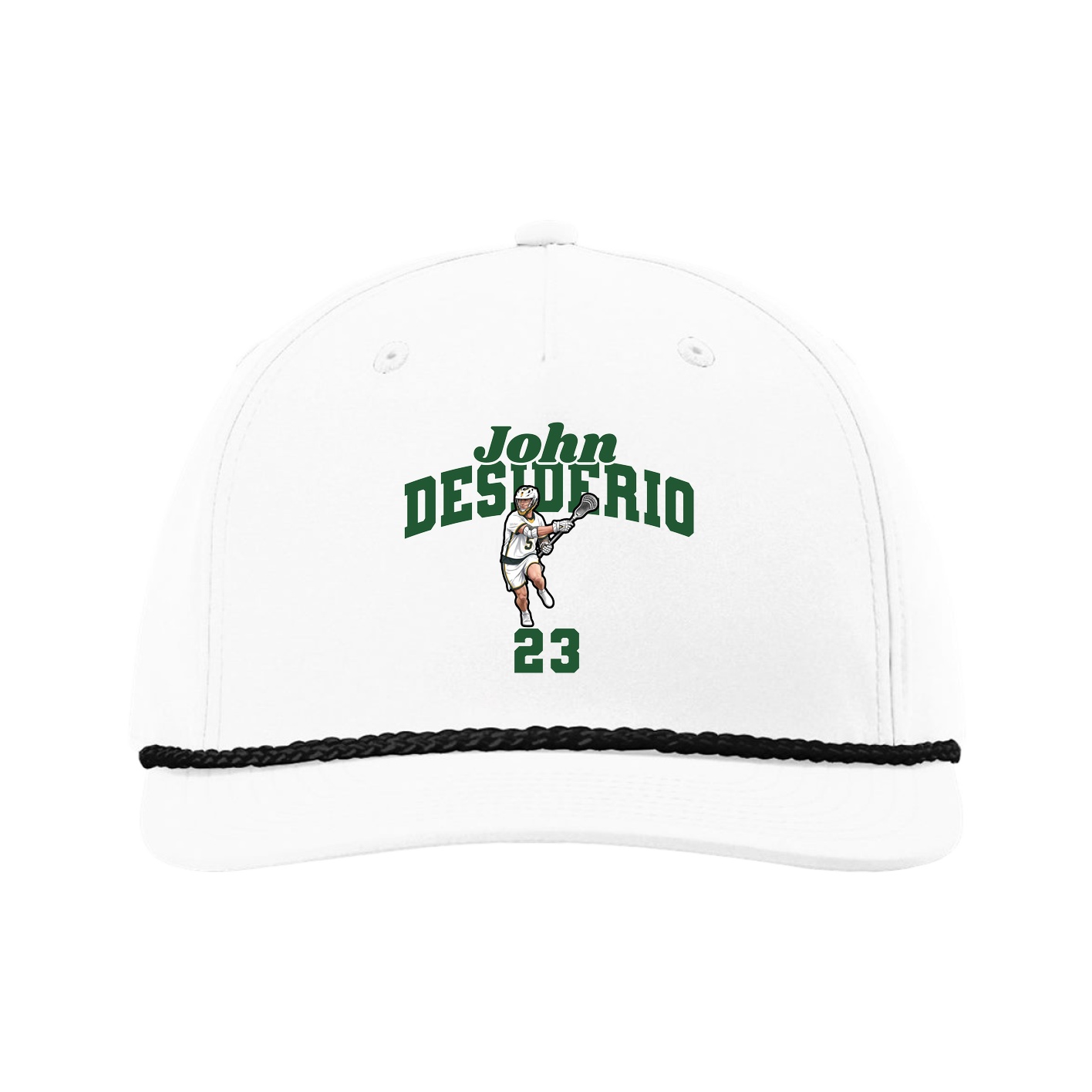 Five-Panel Classic Rope Cap — Signature Arch in White