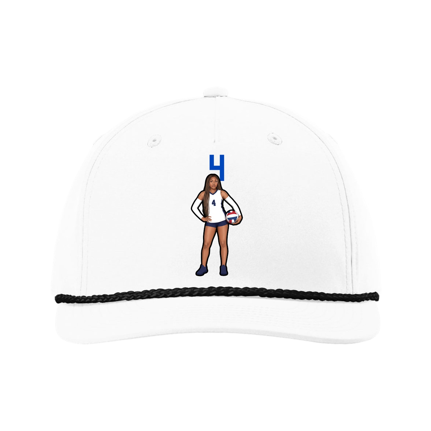 Five-Panel Classic Rope Cap — Number Top in White