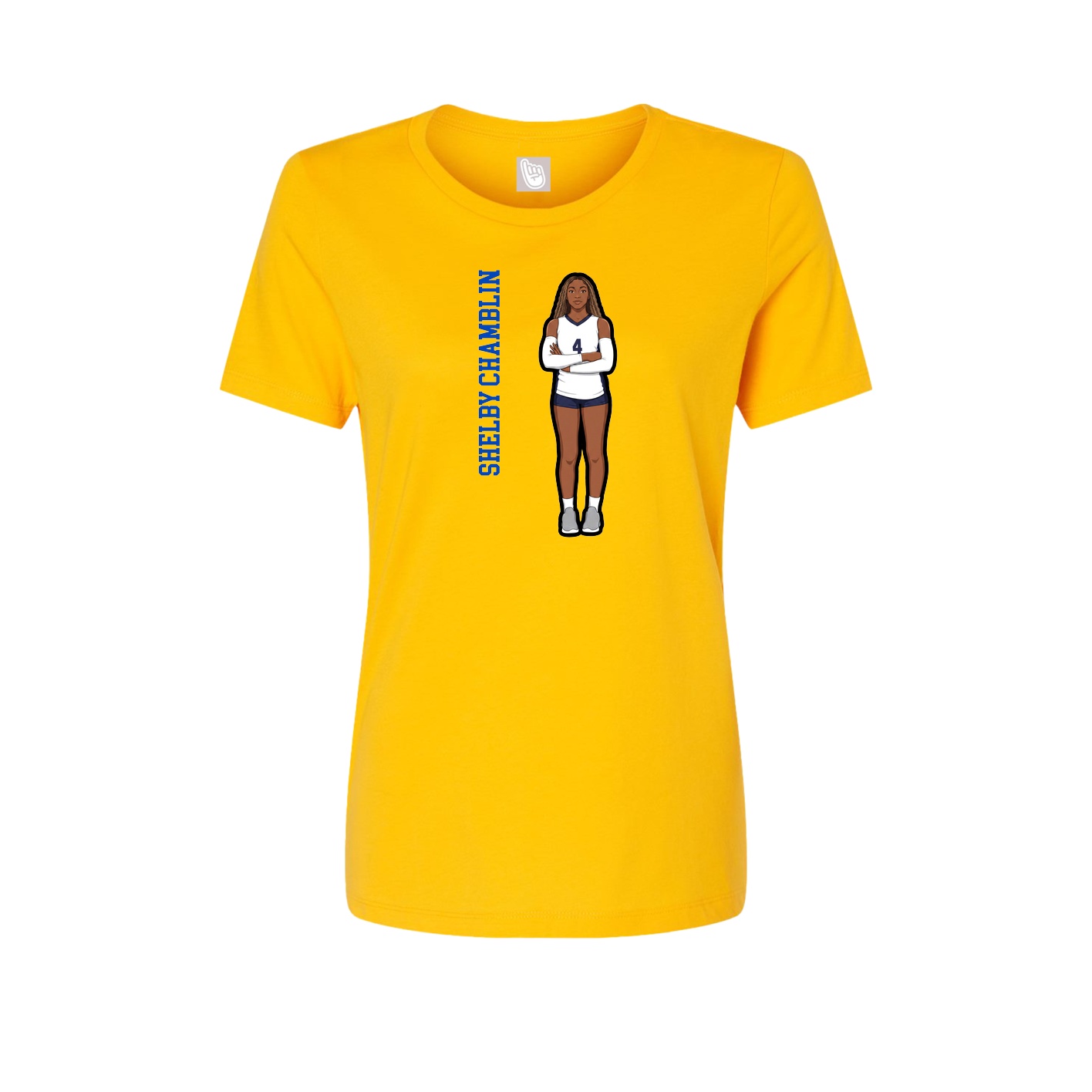 Fitted Women's Tee — Name Vertical in Gold