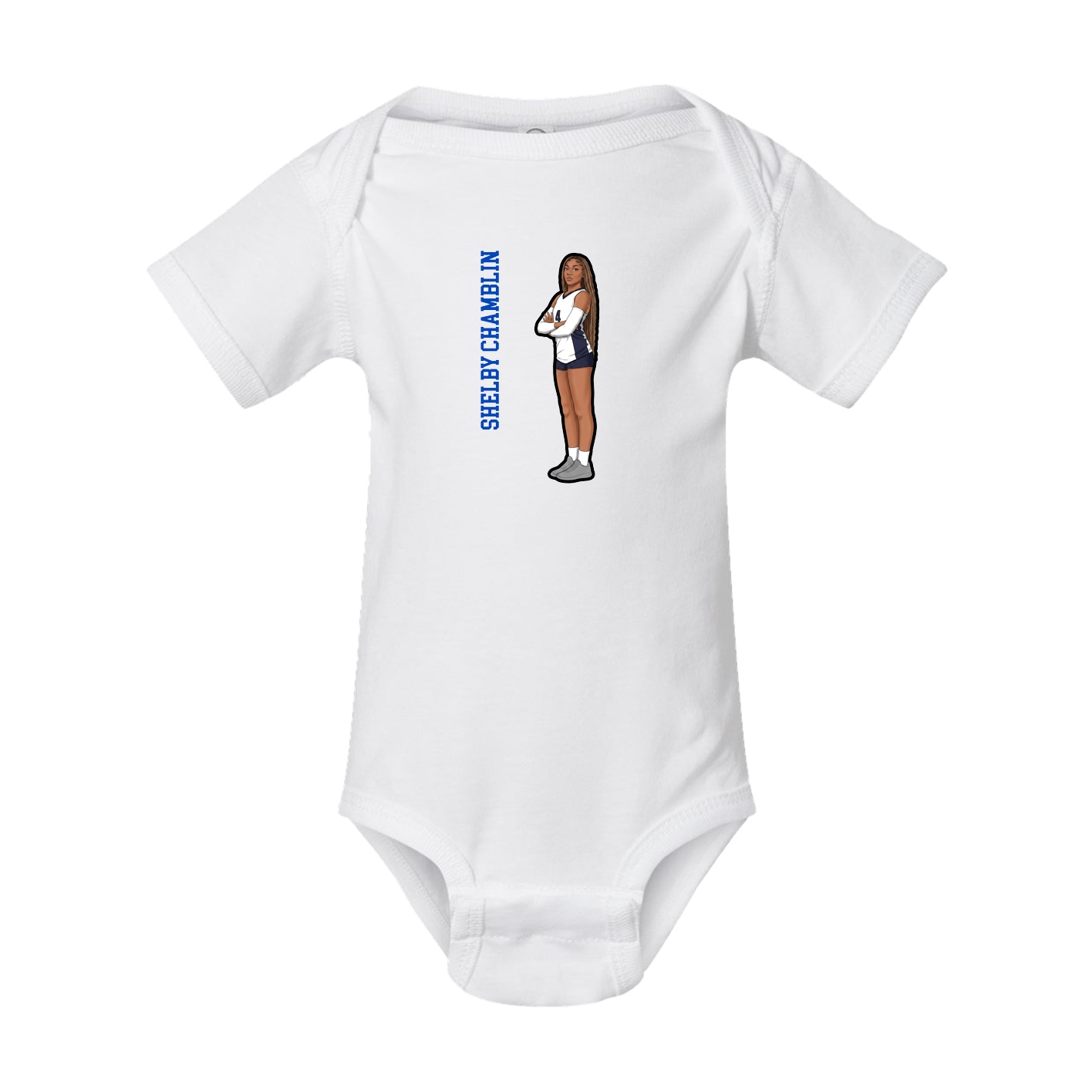 Baby Onesie — Name Vertical in White