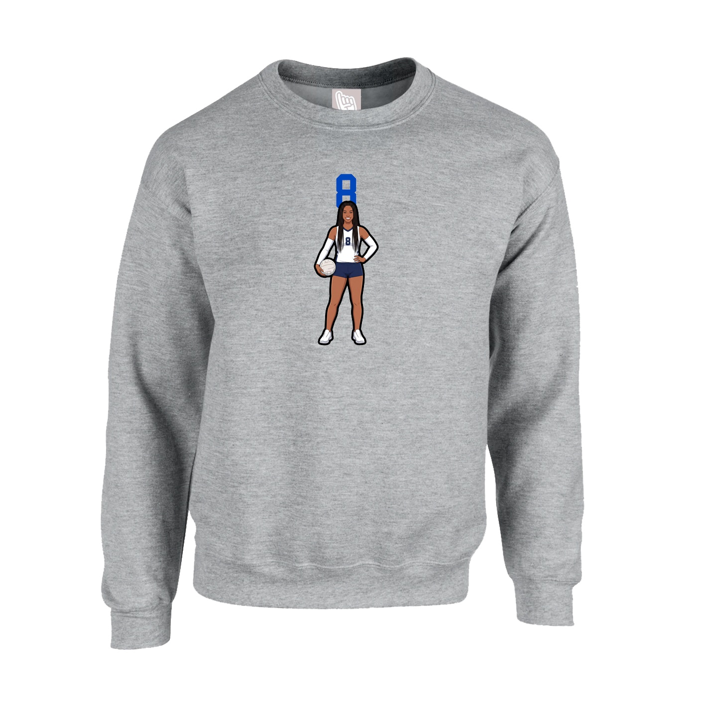 Fleece Crew — Number Top in Grey