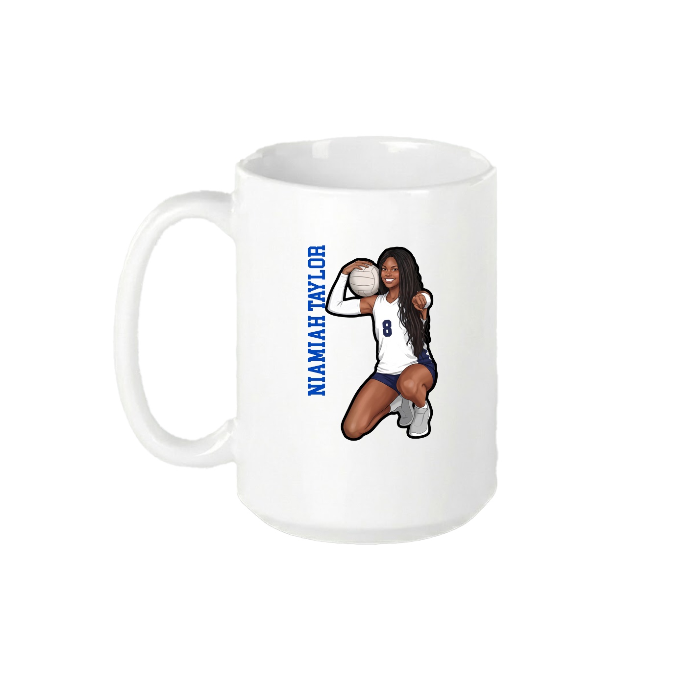 15oz Coffee Mug — Name Vertical in White