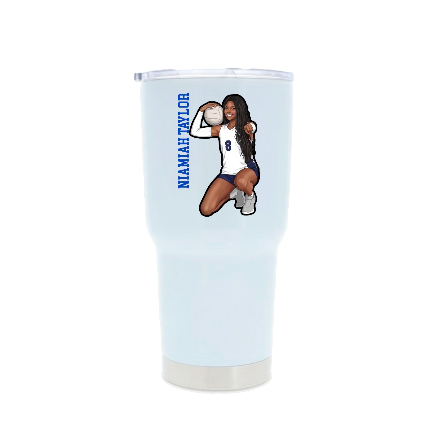 30oz Stainless Steel Tumbler — Name Vertical in White
