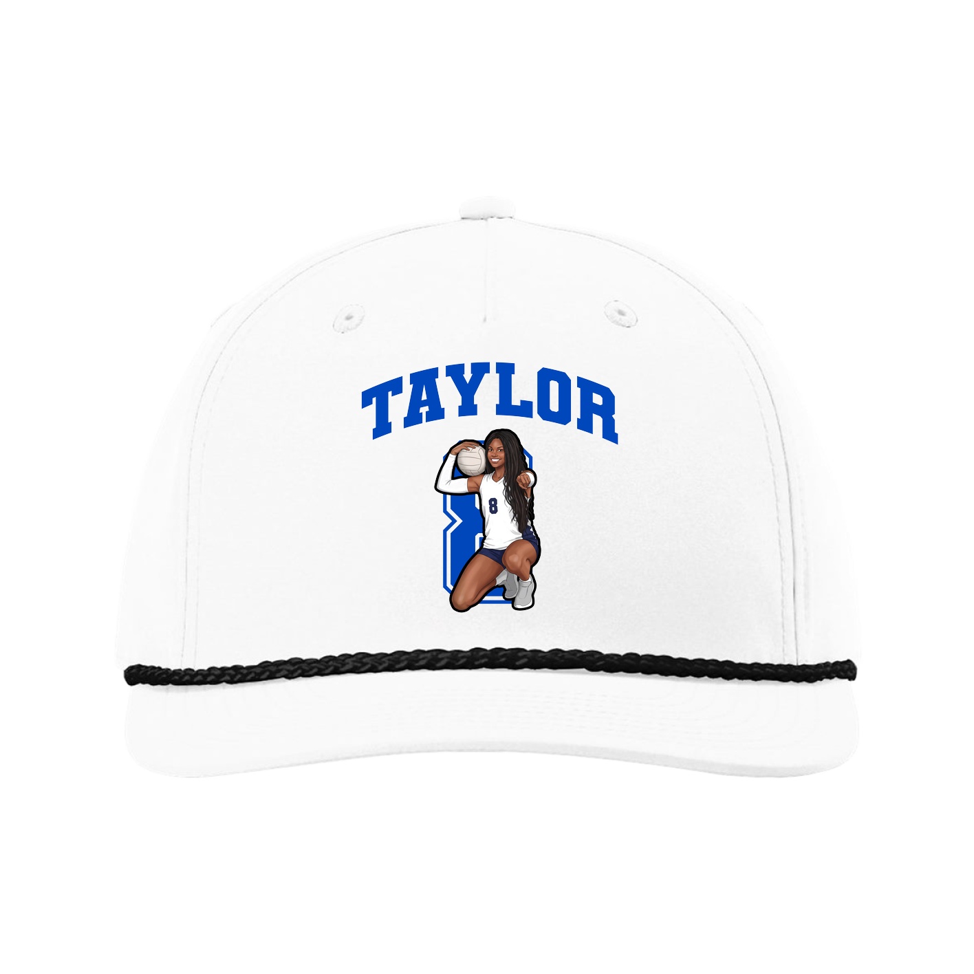 Five-Panel Classic Rope Cap — Number in White