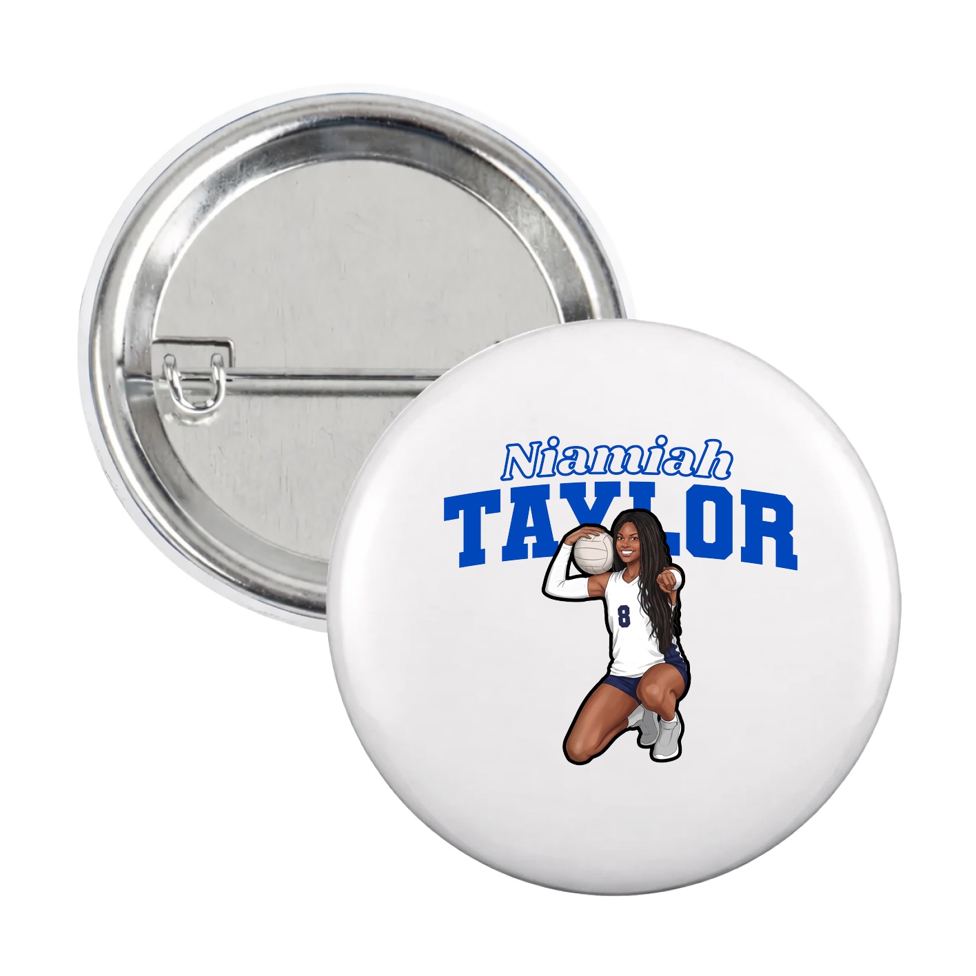 Game Day Button — Name Arch in White
