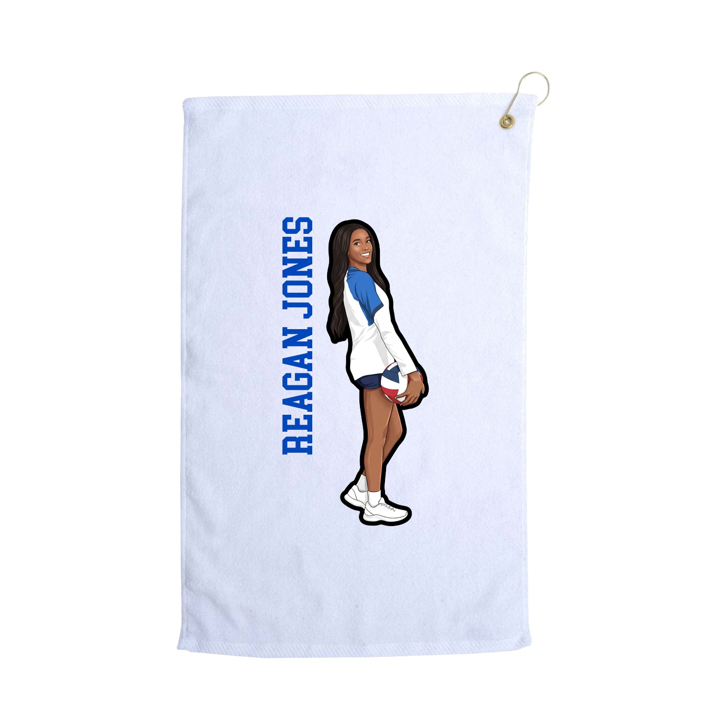 Golf Towel — Name Vertical in White