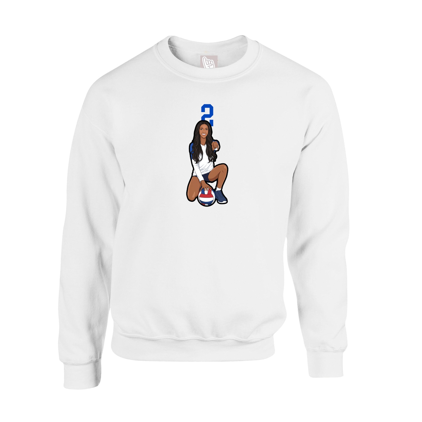 Fleece Crew — Number Top in White