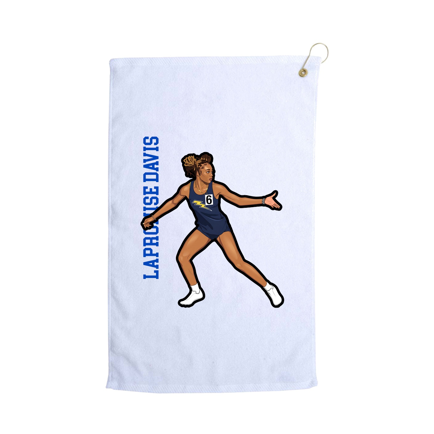 Golf Towel — Name Vertical in White