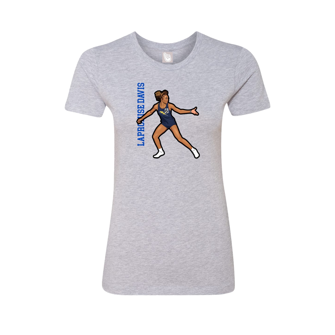 Fitted Women's Tee — Name Vertical in Grey