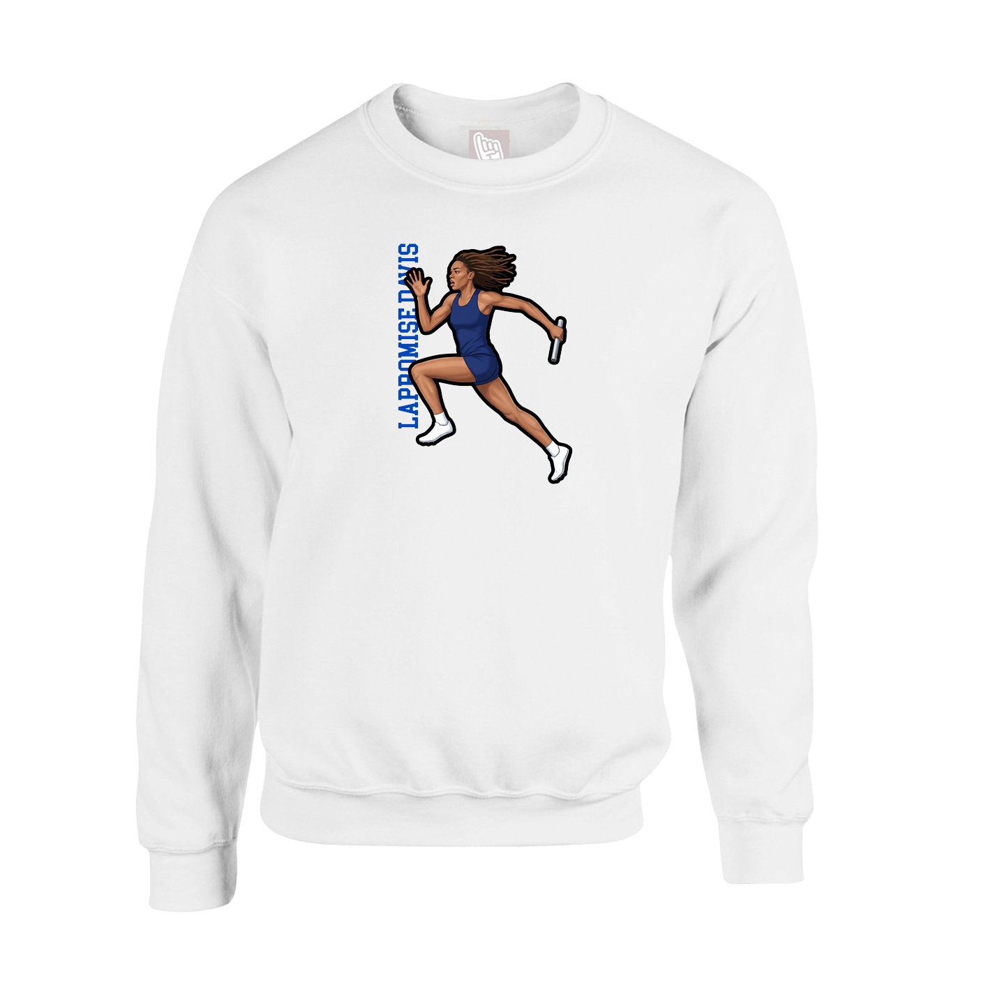 Fleece Crew — Name Vertical in White
