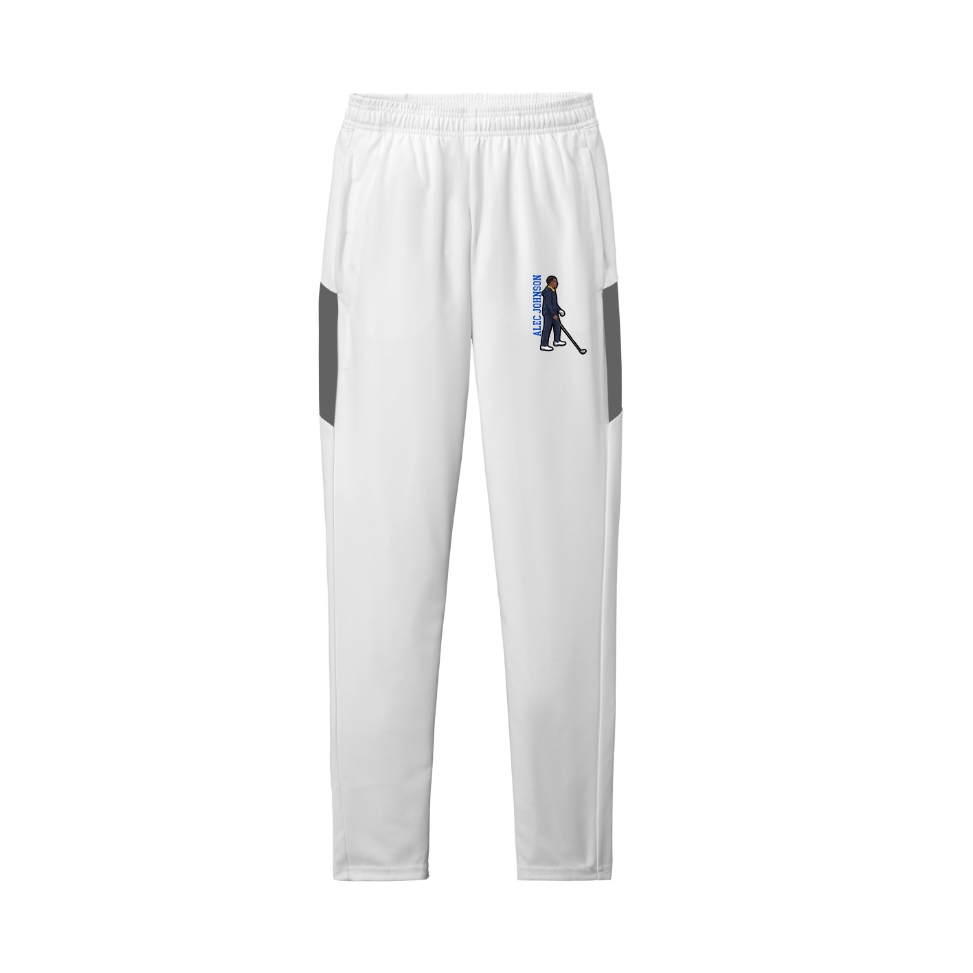 Team Travel Pant — Name Vertical in White/Grey