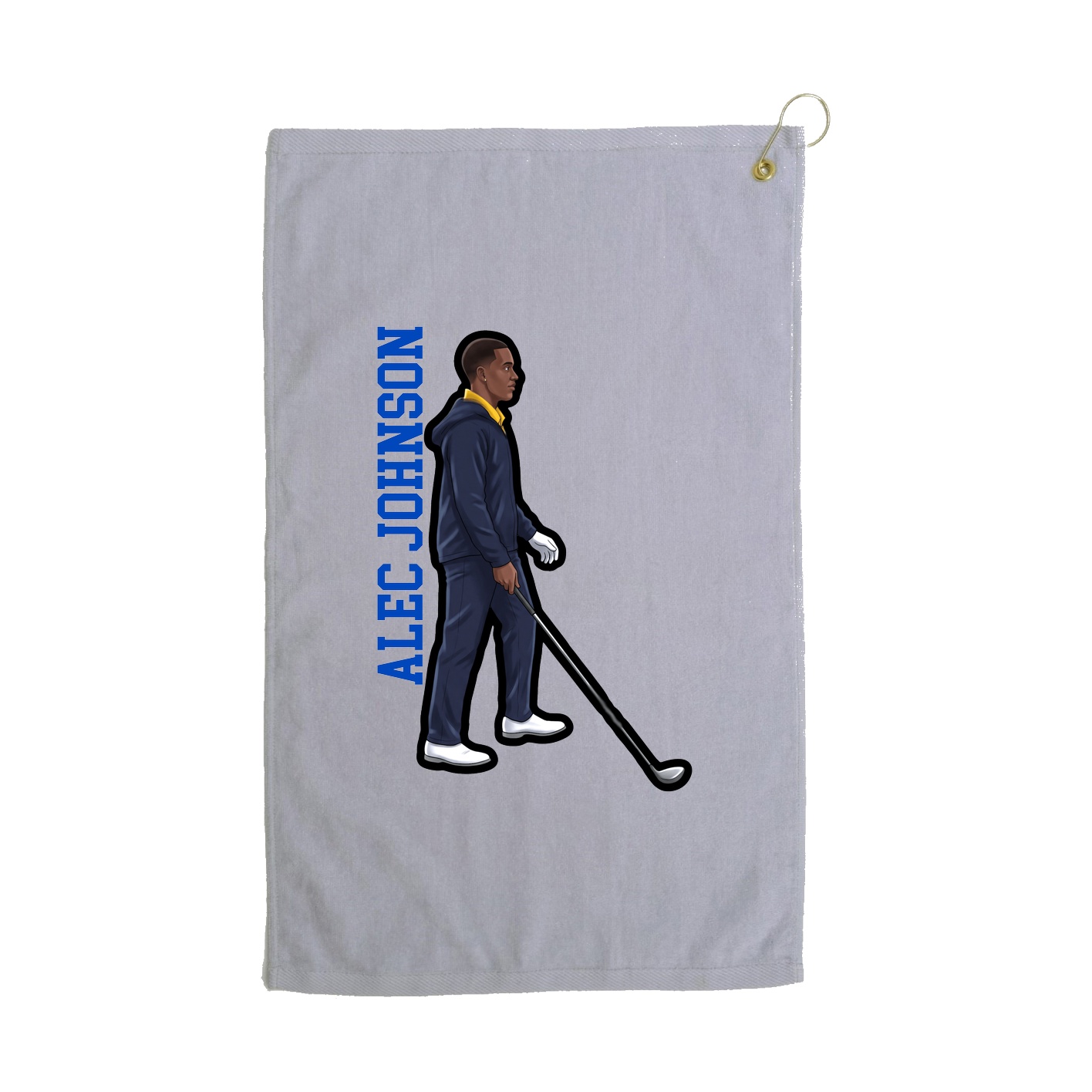 Golf Towel — Name Vertical in Grey