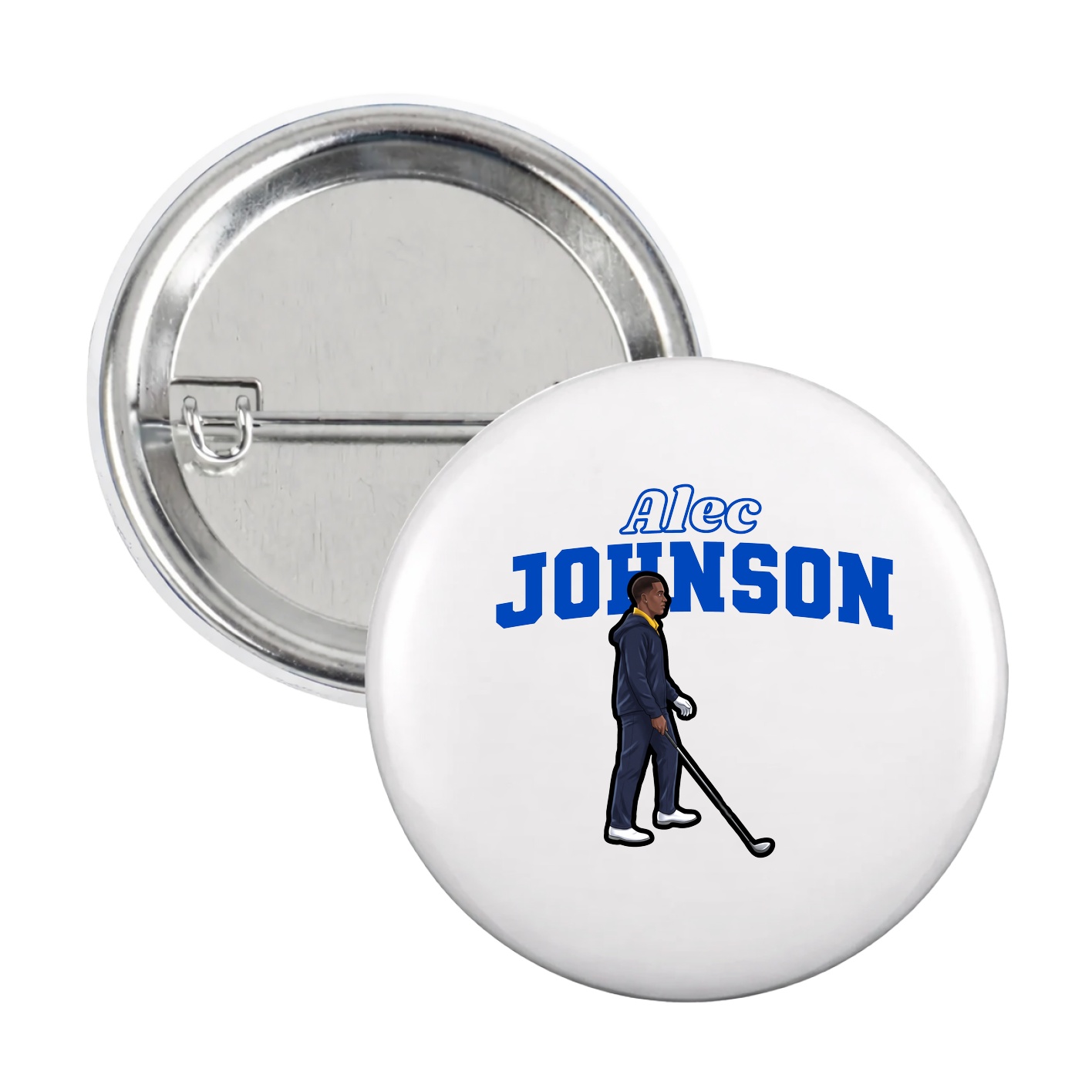 Game Day Button — Name Arch in White