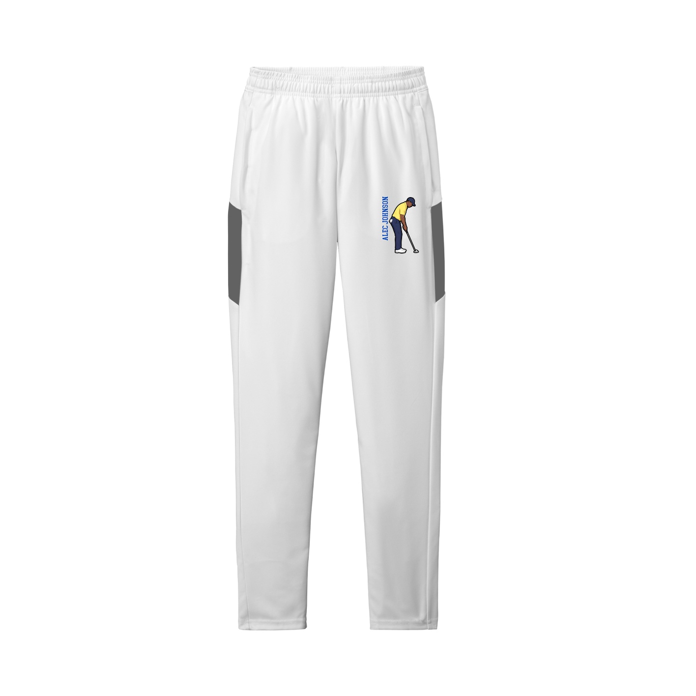 Team Travel Pant — Name Vertical in White/Grey