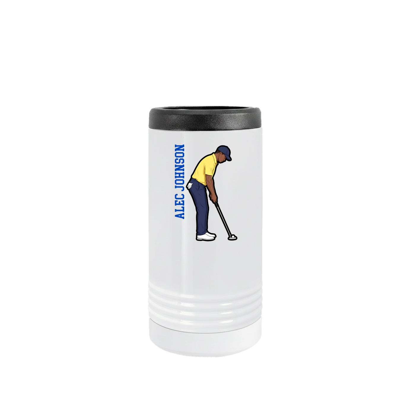 Slim Beverage Holder — Name Vertical in White