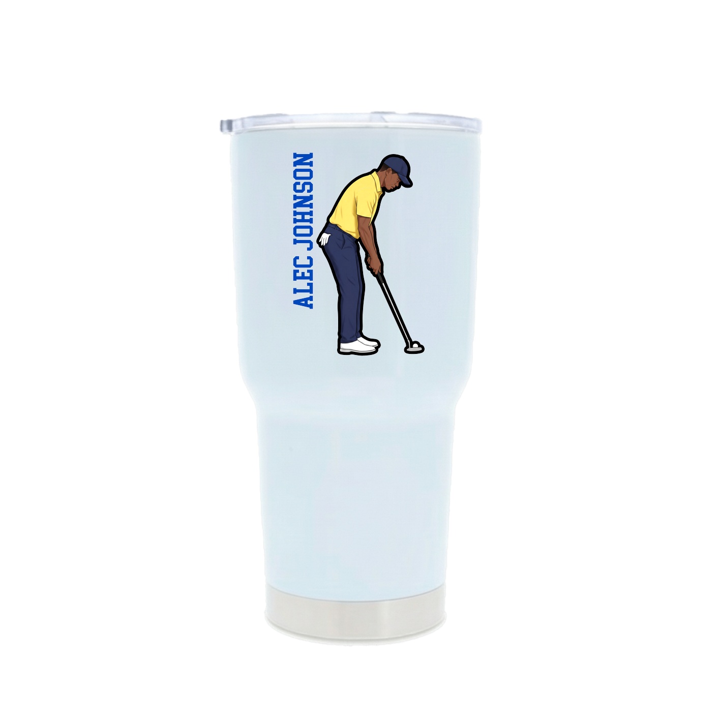 30oz Stainless Steel Tumbler — Name Vertical in White