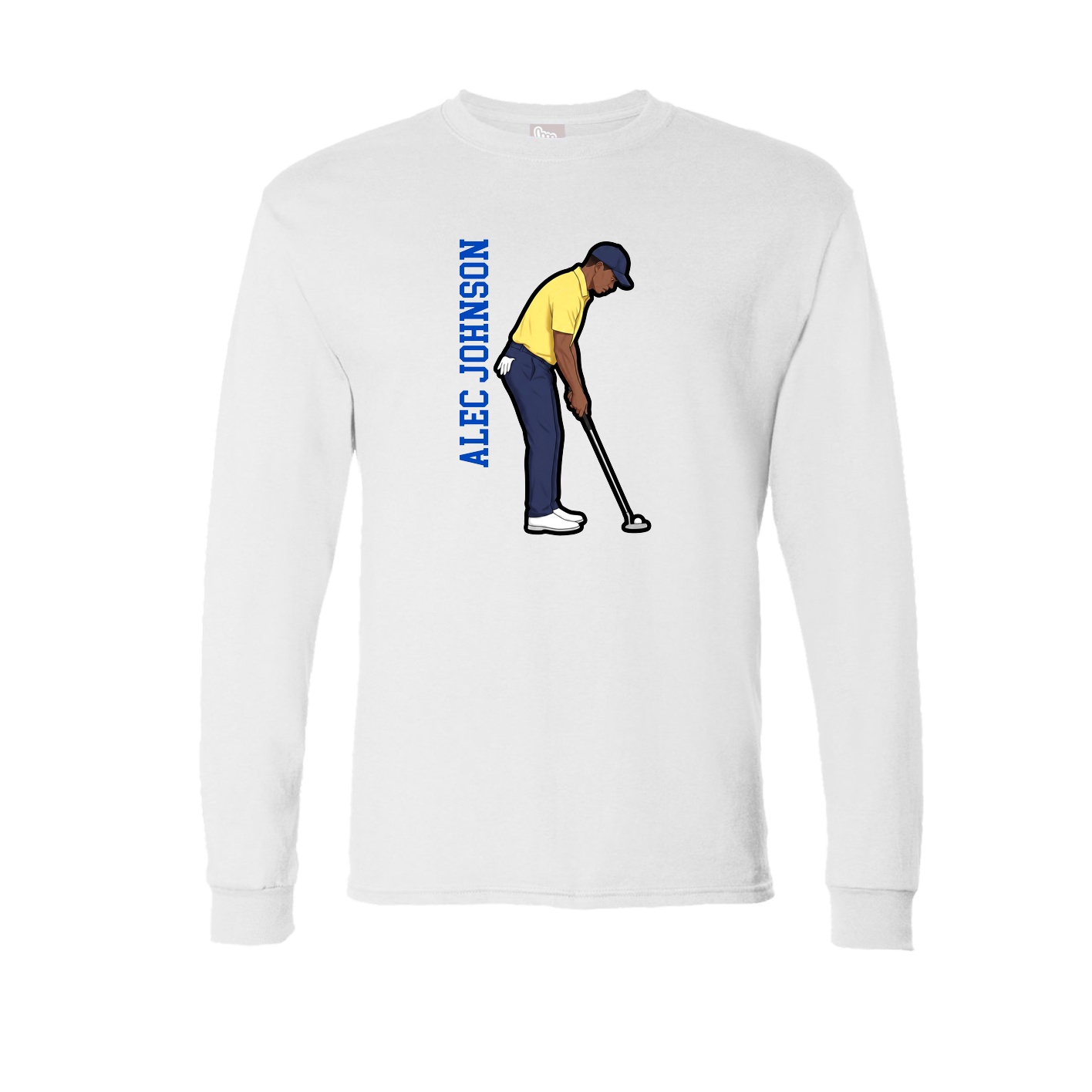Long Sleeve Tee — Name Vertical in White