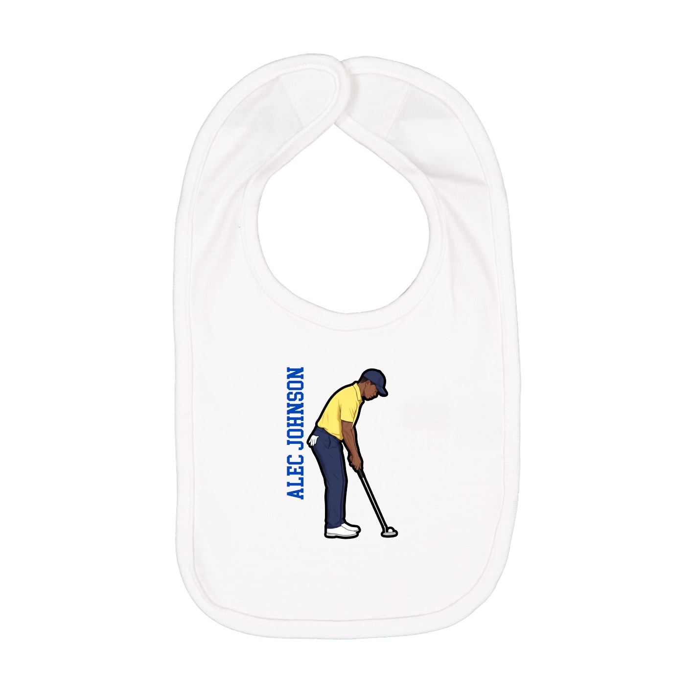 Infant Bib — Name Vertical in White