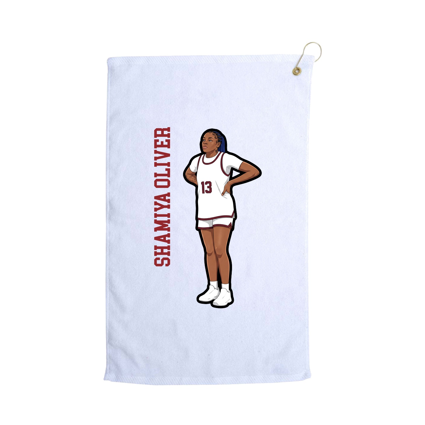Golf Towel — Name Vertical in White