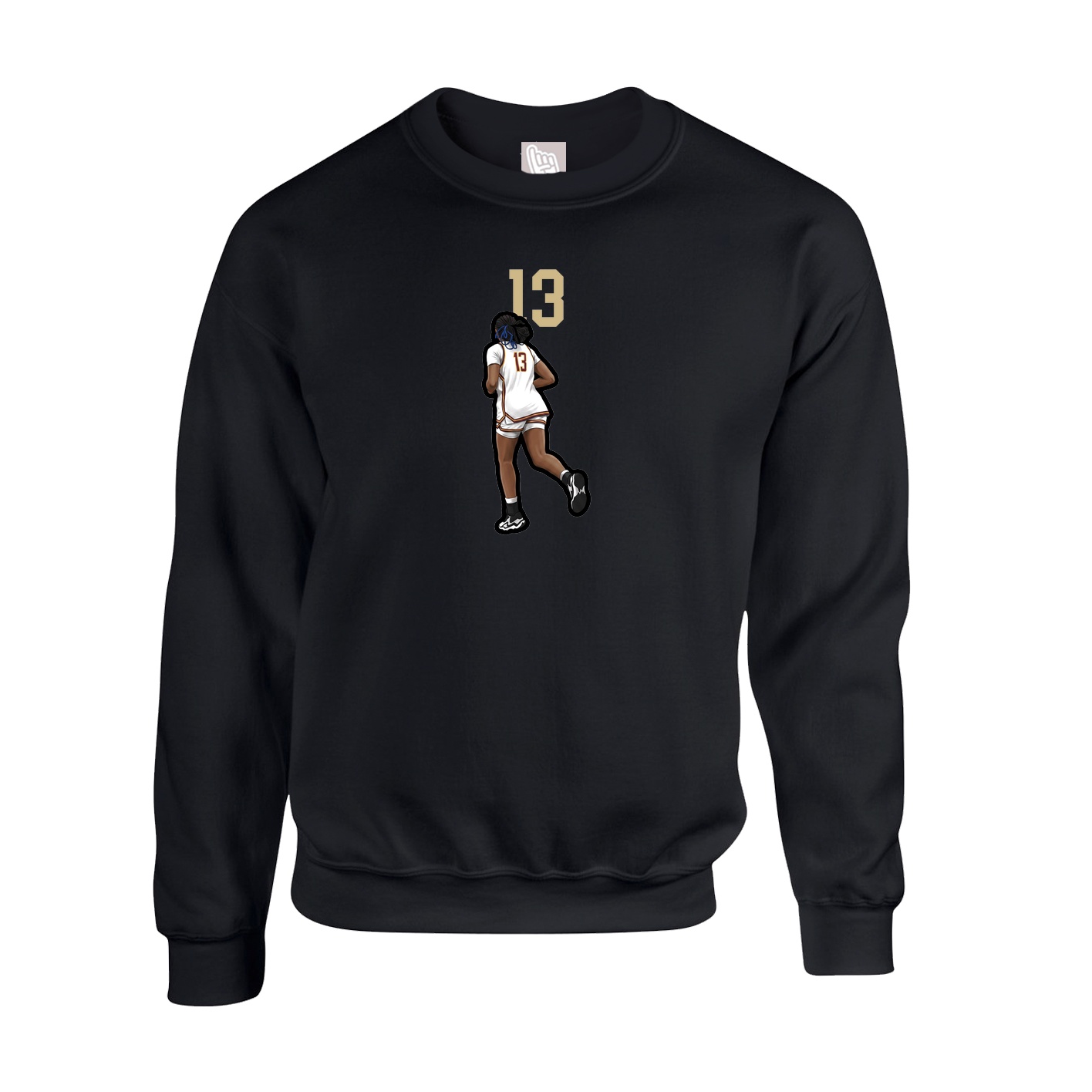 Fleece Crew — Number Top in Black