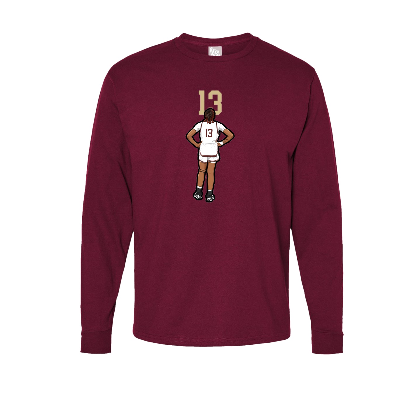 Long Sleeve Tee — Number Top in Cardinal