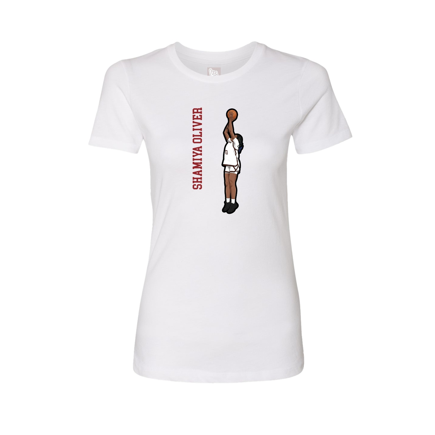 Womens Tee — Name Vertical in White