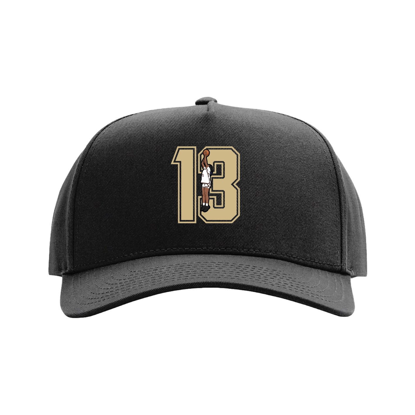 Full Fabric Five-Panel Champ Cap — Number in Black