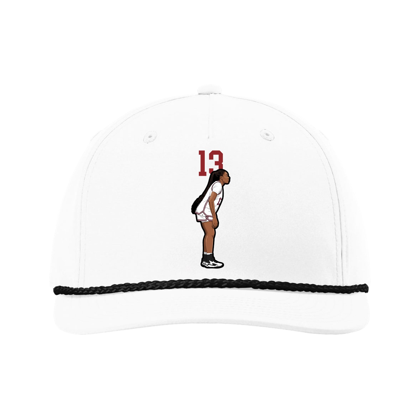 Five-Panel Classic Rope Cap — Number Top in White