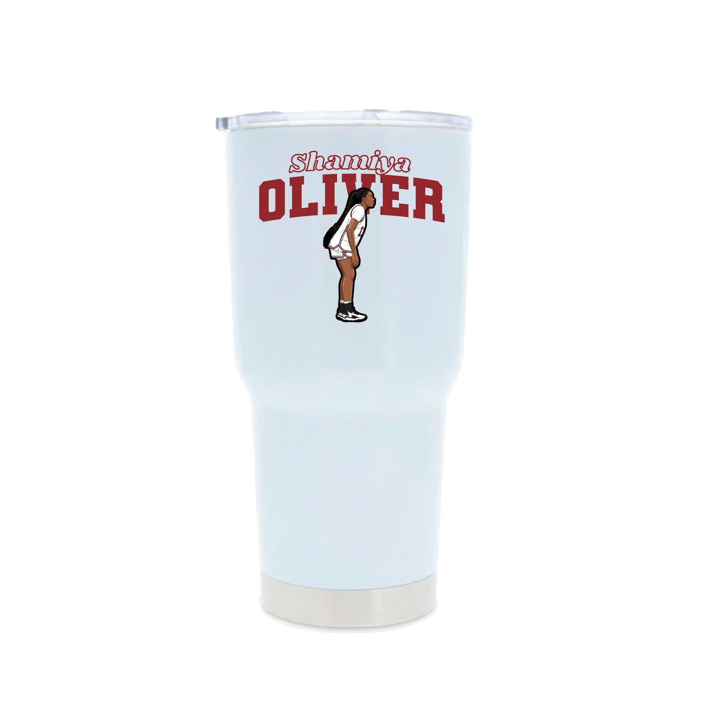 30oz Stainless Steel Tumbler — Name Arch in White