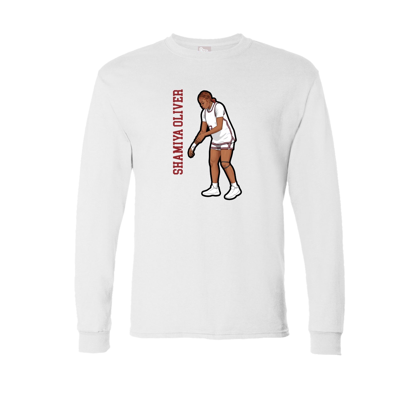Long Sleeve Tee — Name Vertical in White