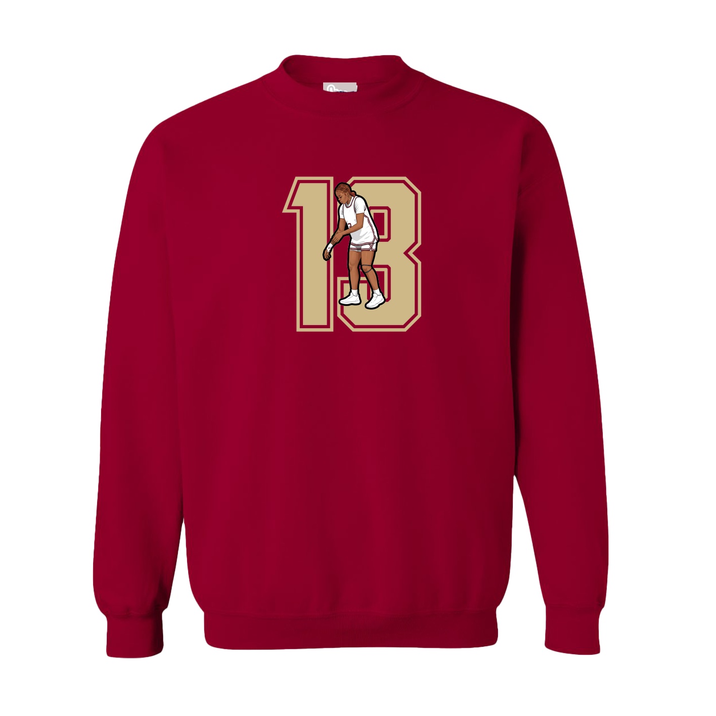 Fleece Crew — Number in Cardinal