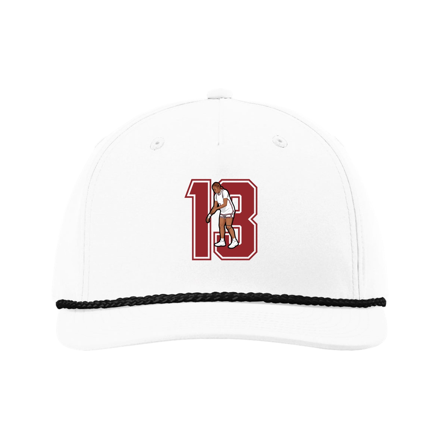 Five-Panel Classic Rope Cap — Number in White