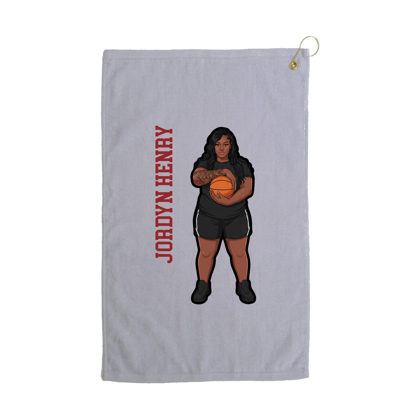 Golf Towel — Name Vertical in Grey