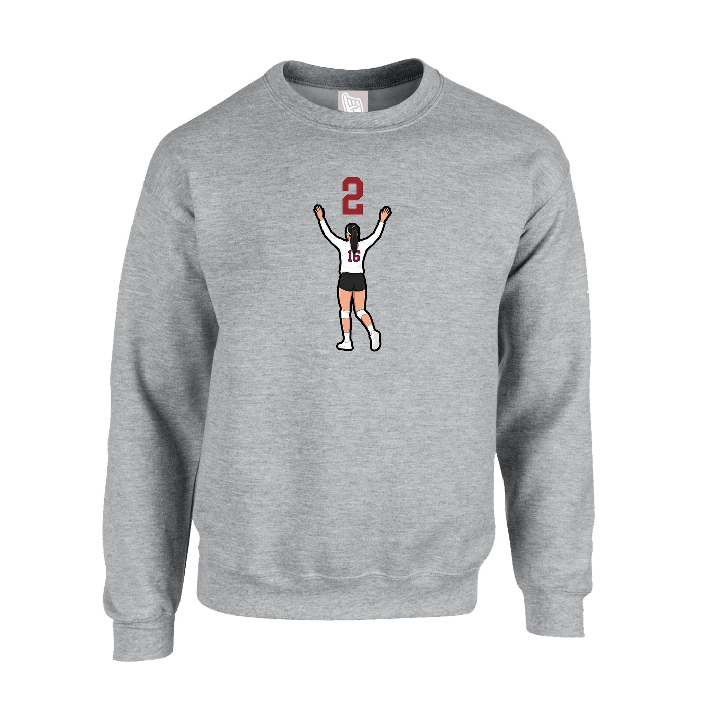 Fleece Crew — Number Top in Grey