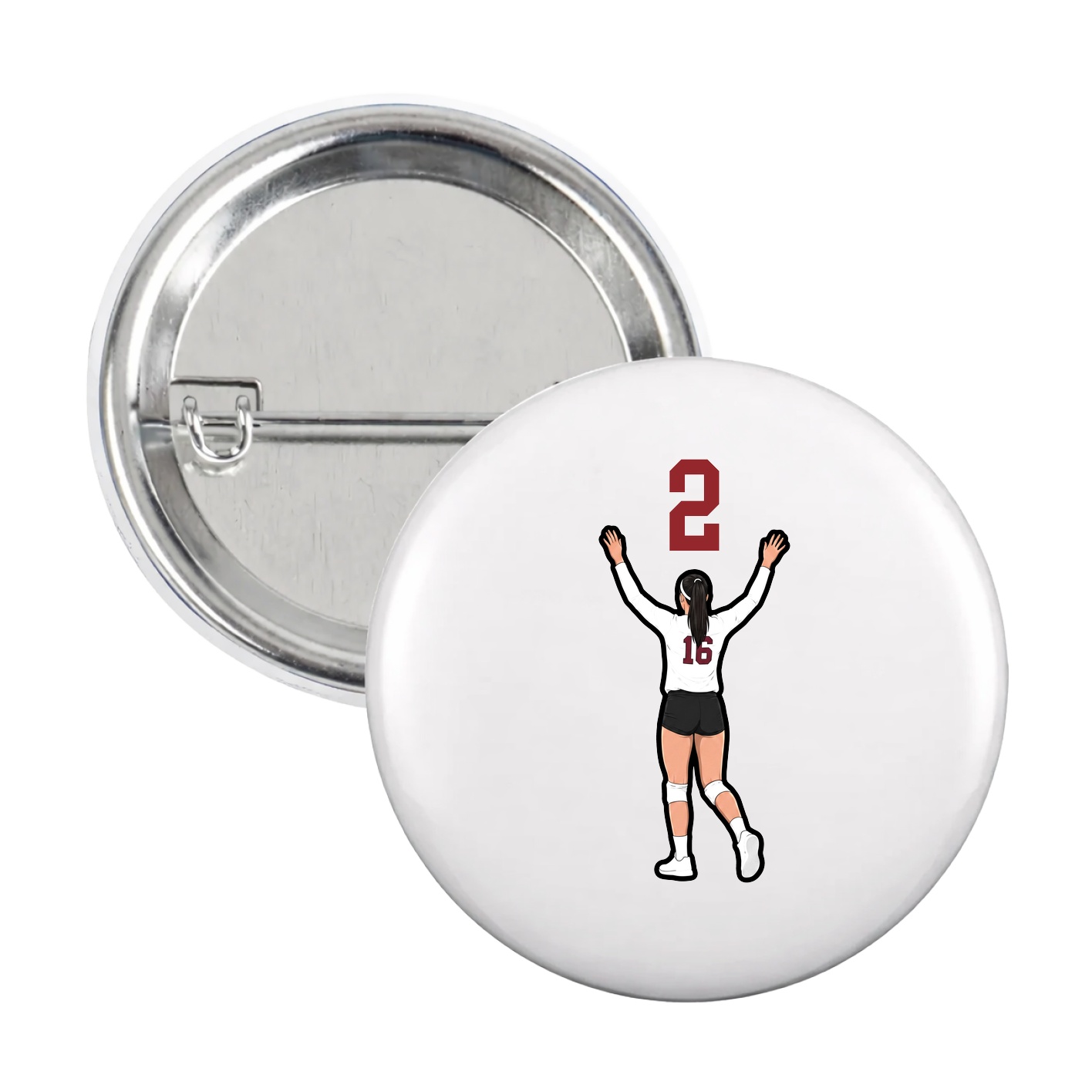 Game Day Button — Number Top in White
