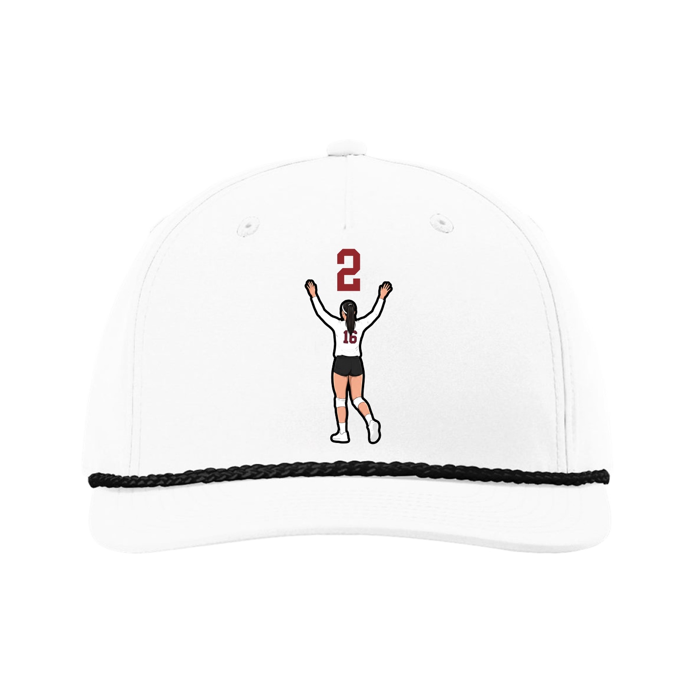 Five-Panel Classic Rope Cap — Number Top in White