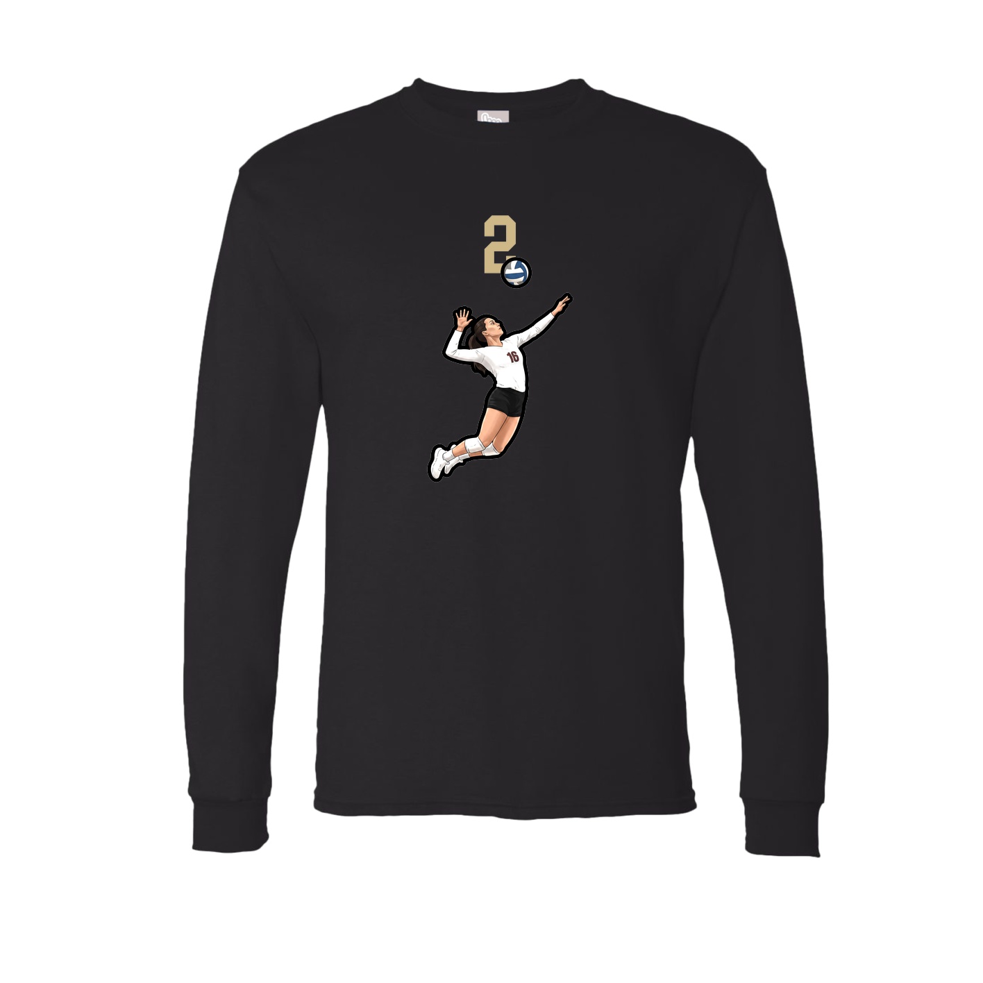 Long Sleeve Tee — Number Top in Black